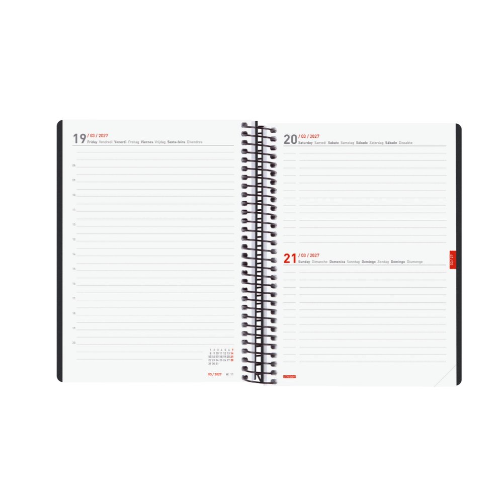 Agenda diária A5 2026/27 16 meses espiral finocam Preto - Papelaria Encantada
