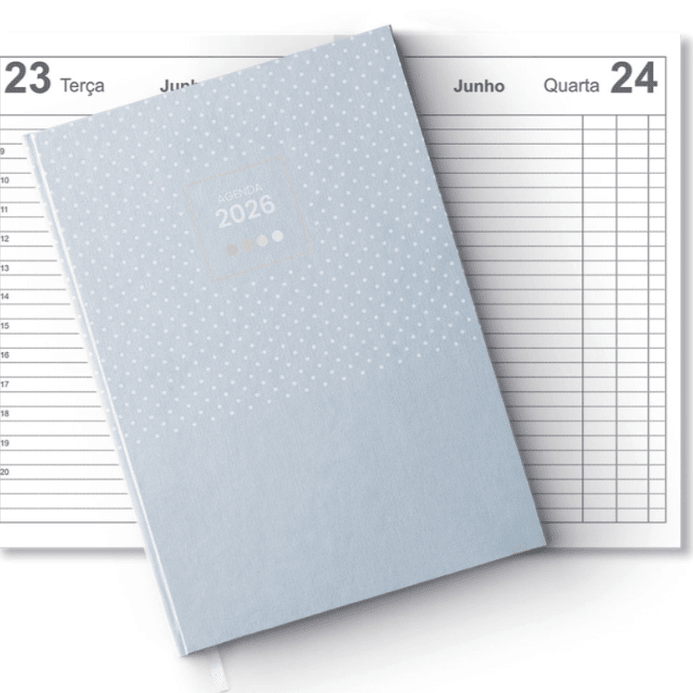 Agenda diária A6 2026 FIRMO Super Spot azul lagoa - Papelaria Encantada