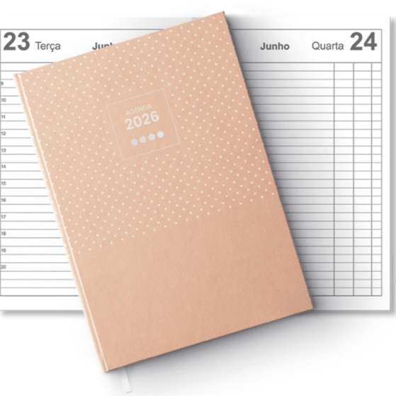 Agenda diária A6 2026 FIRMO Super Spot laranja - Papelaria Encantada