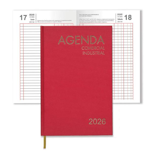 Agenda firmo 2026 comercial e industrial Vermelha - Papelaria Encantada