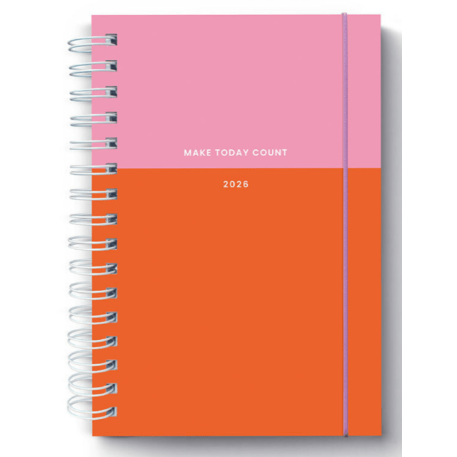 Agenda firmo 2026 diária Isla, 140 x 210 mm, Rosa e Laranja - Papelaria Encantada