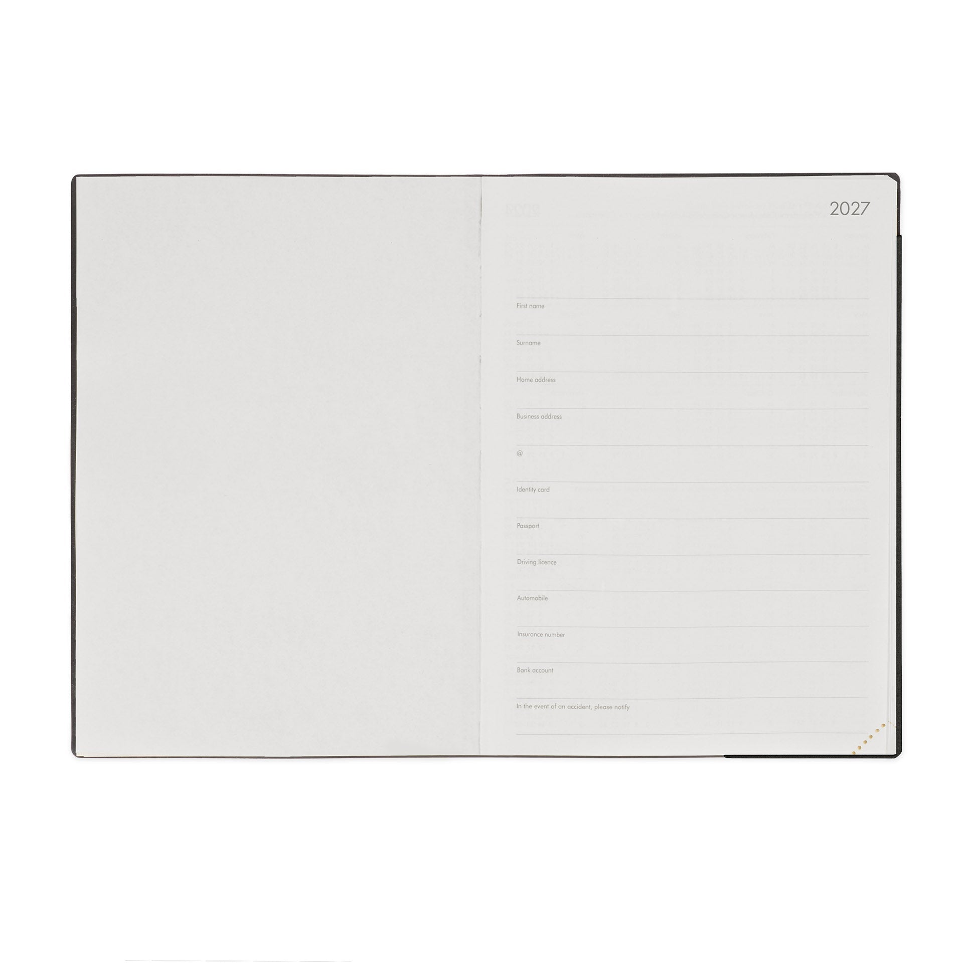 Agenda Legami 12 Meses 2027 Diária Black Suit - Papelaria Encantada