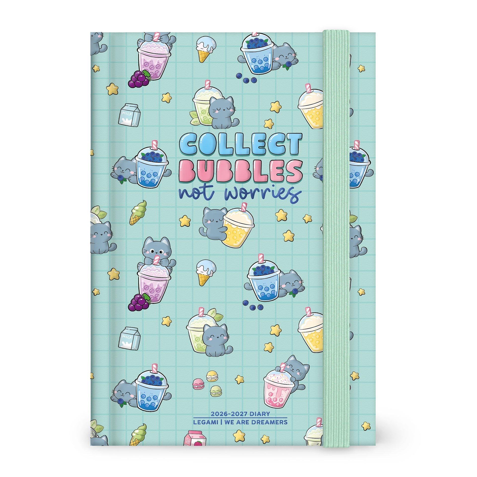 Agenda Legami 16 meses Diária -Média- Gato Bubble Tea - Papelaria Encantada