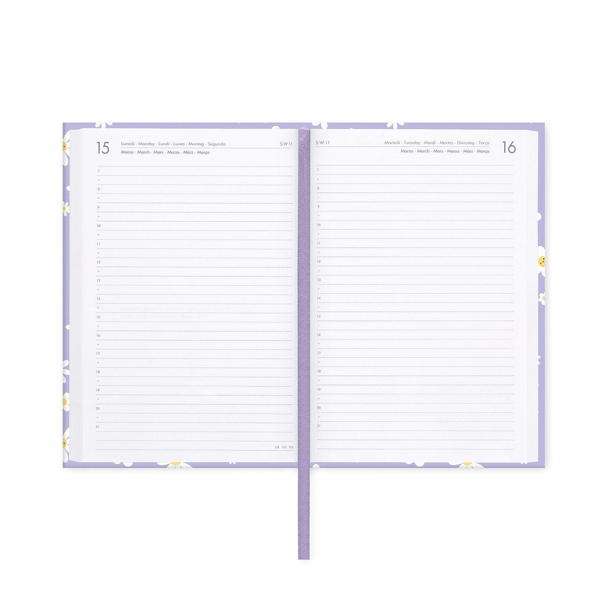 Agenda Legami 16 meses Diária -Média- Margarida Lilac - Papelaria Encantada