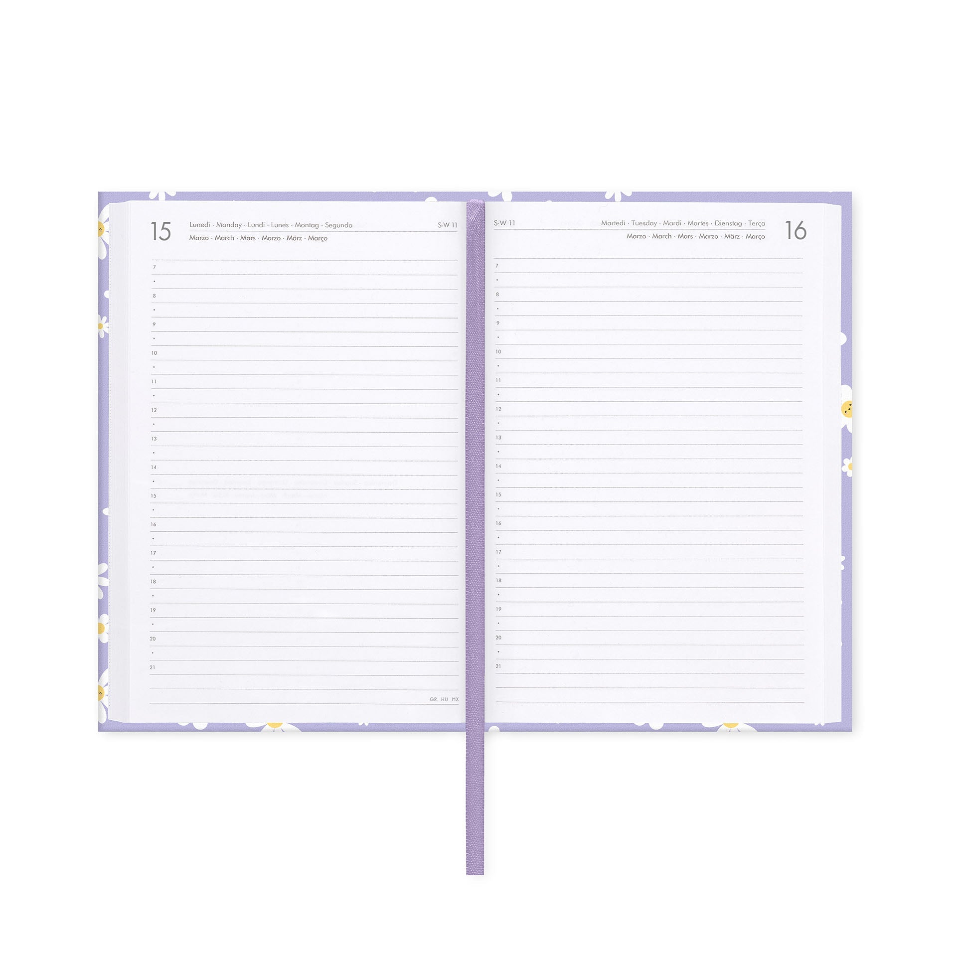 Agenda Legami 16 meses Diária -Média- Margarida Lilac - Papelaria Encantada