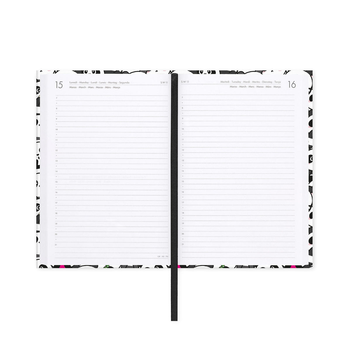 Agenda Legami 16 meses Diária -Média- Panda - Papelaria Encantada