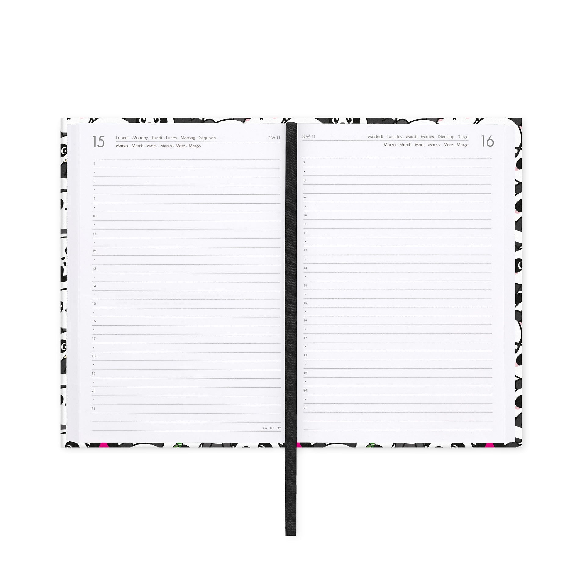 Agenda Legami 16 meses Diária -Média- Panda - Papelaria Encantada