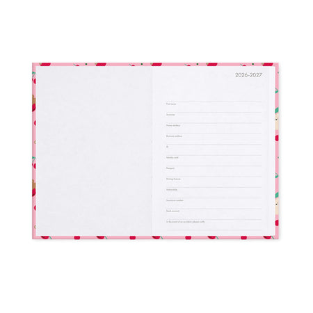 Agenda Legami 16 meses Diária -Média- Urso Cereja Rosa - Papelaria Encantada