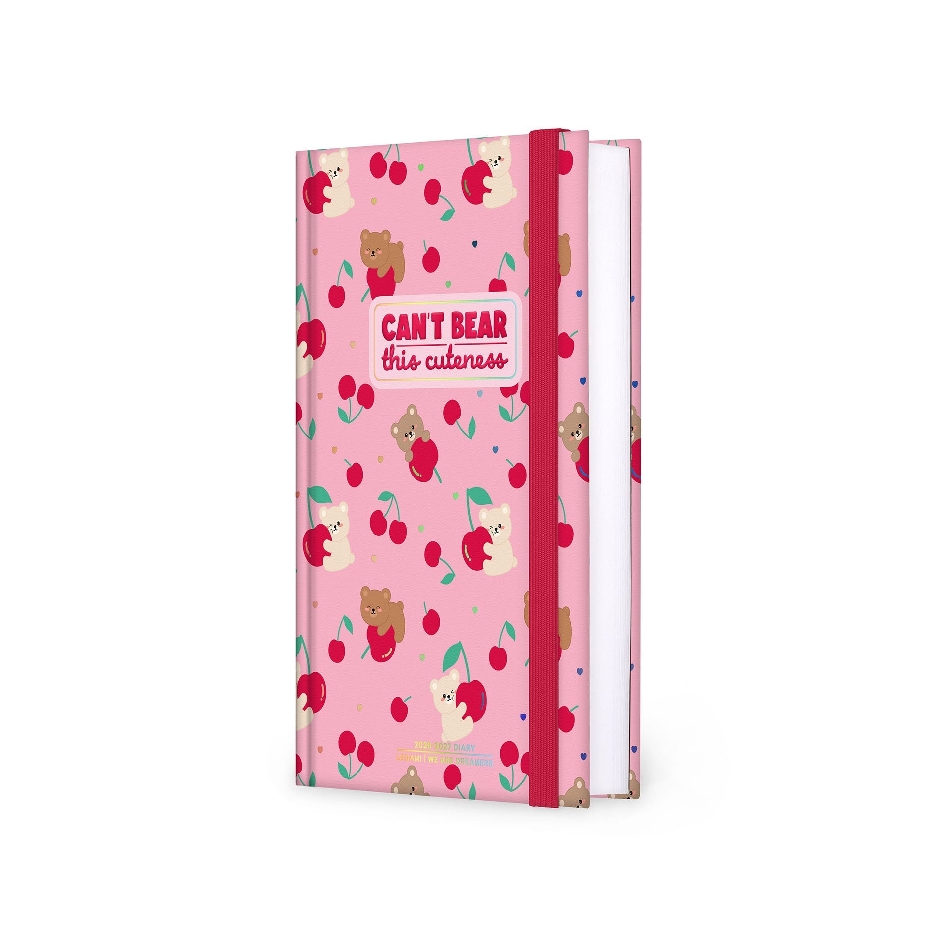 Agenda Legami 16 meses Diária -Média- Urso Cereja Rosa - Papelaria Encantada