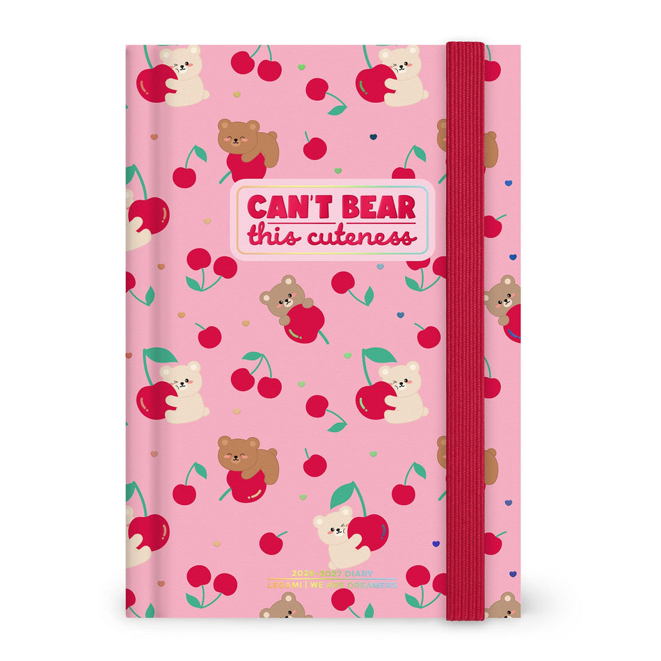 Agenda Legami 16 meses Diária -Média- Urso Cereja Rosa - Papelaria Encantada