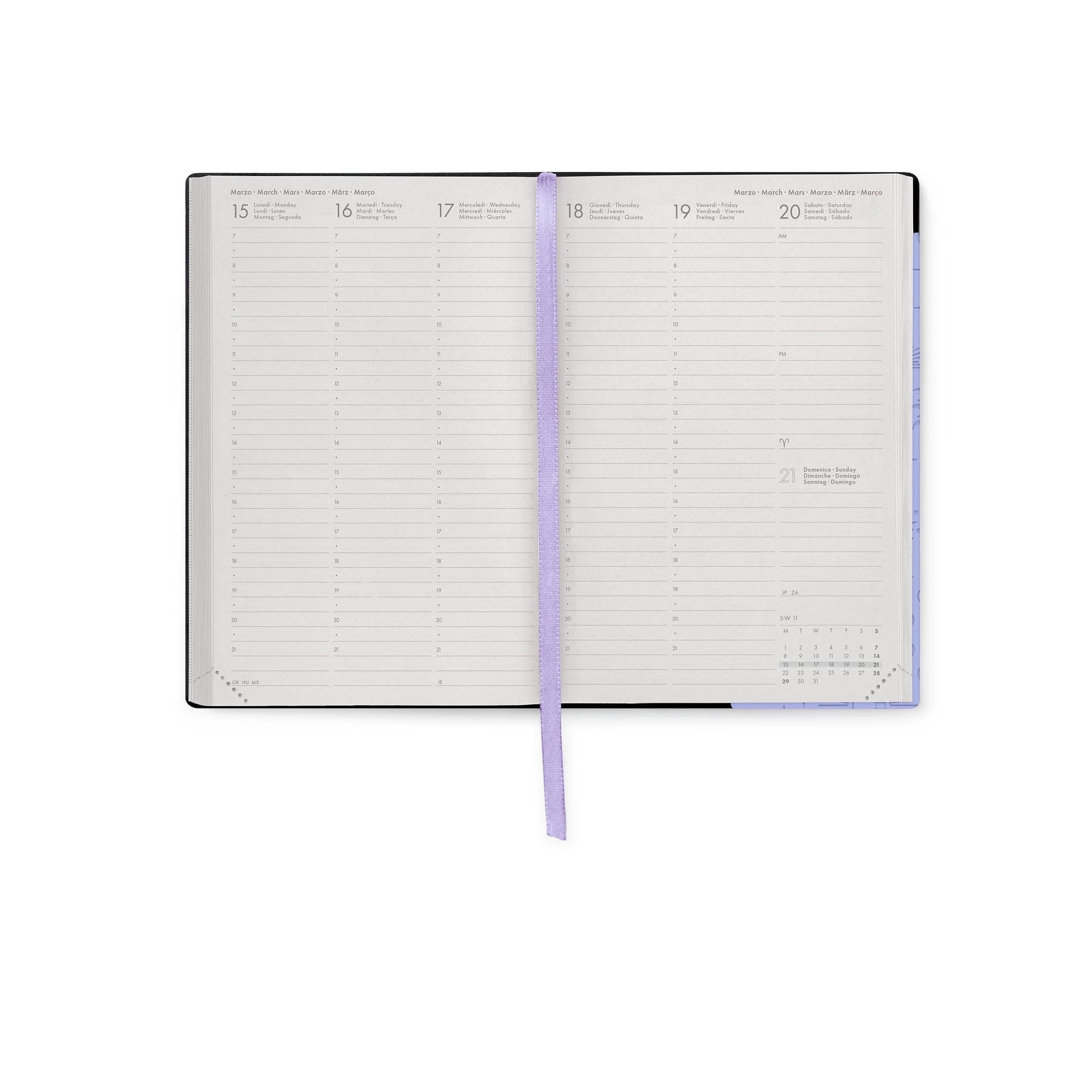 Agenda Legami 16 meses Média Semanal - Cosmic Lilac - Papelaria Encantada