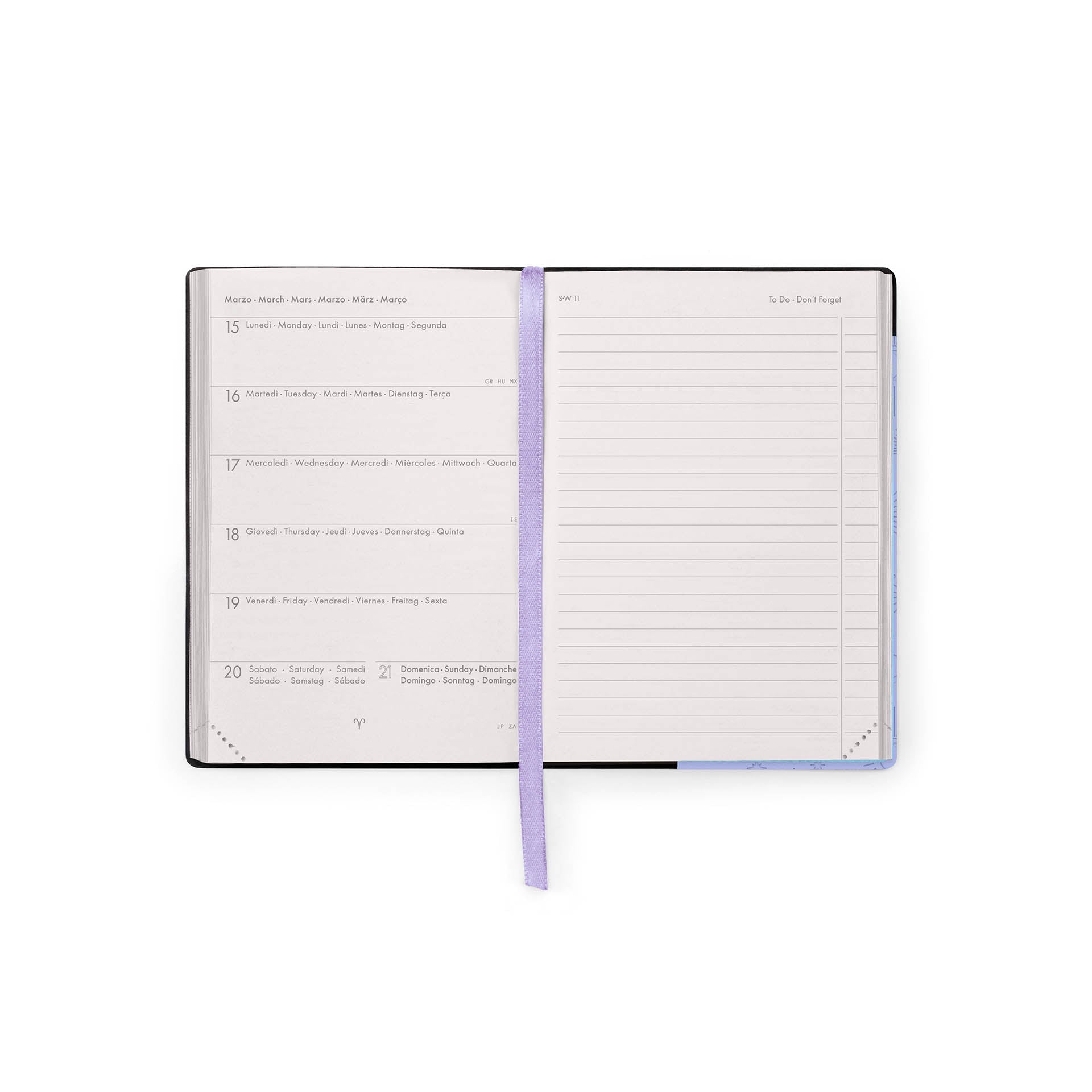 Agenda Legami 16 meses Pequena semanal - Cosmic Lilac - Papelaria Encantada
