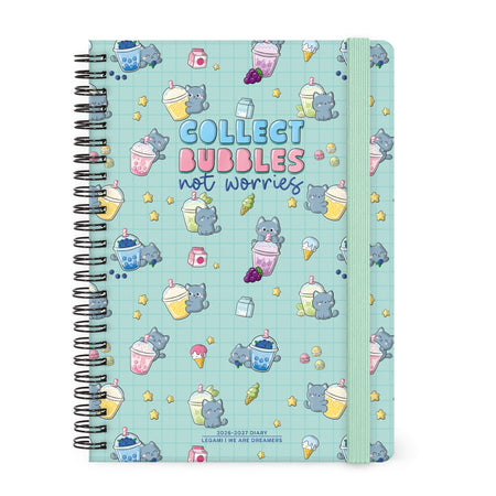 Agenda Legami 16 meses Semanal -Grande Espiral- Gato Bubble Tea - Papelaria Encantada