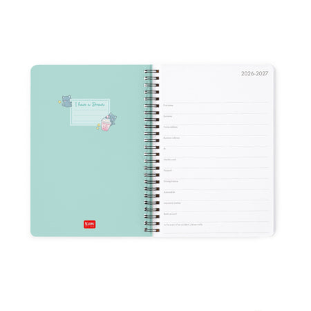Agenda Legami 16 meses Semanal -Grande Espiral- Gato Bubble Tea - Papelaria Encantada