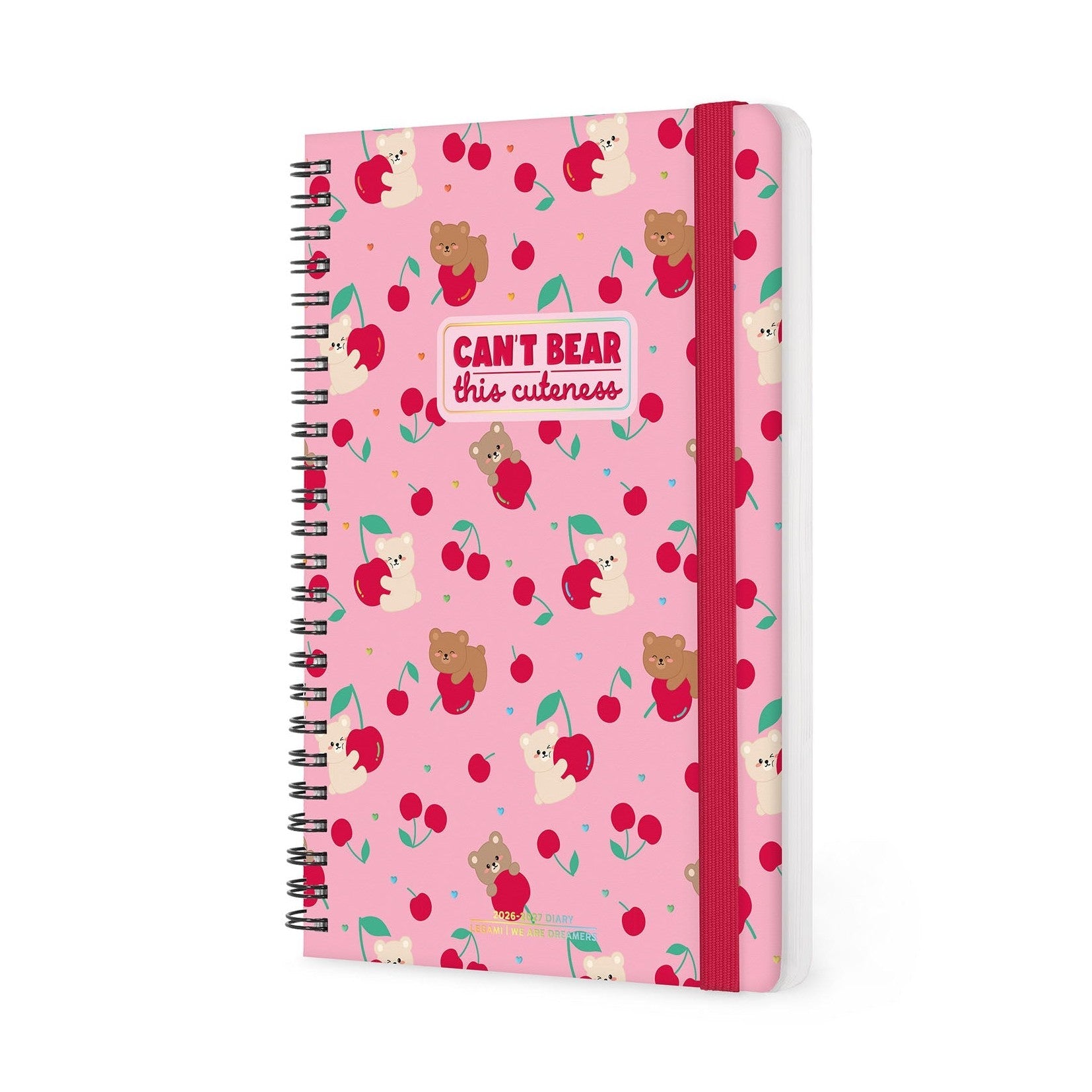 Agenda Legami 16 meses Semanal -Grande Espiral- Urso Cereja Rosa - Papelaria Encantada