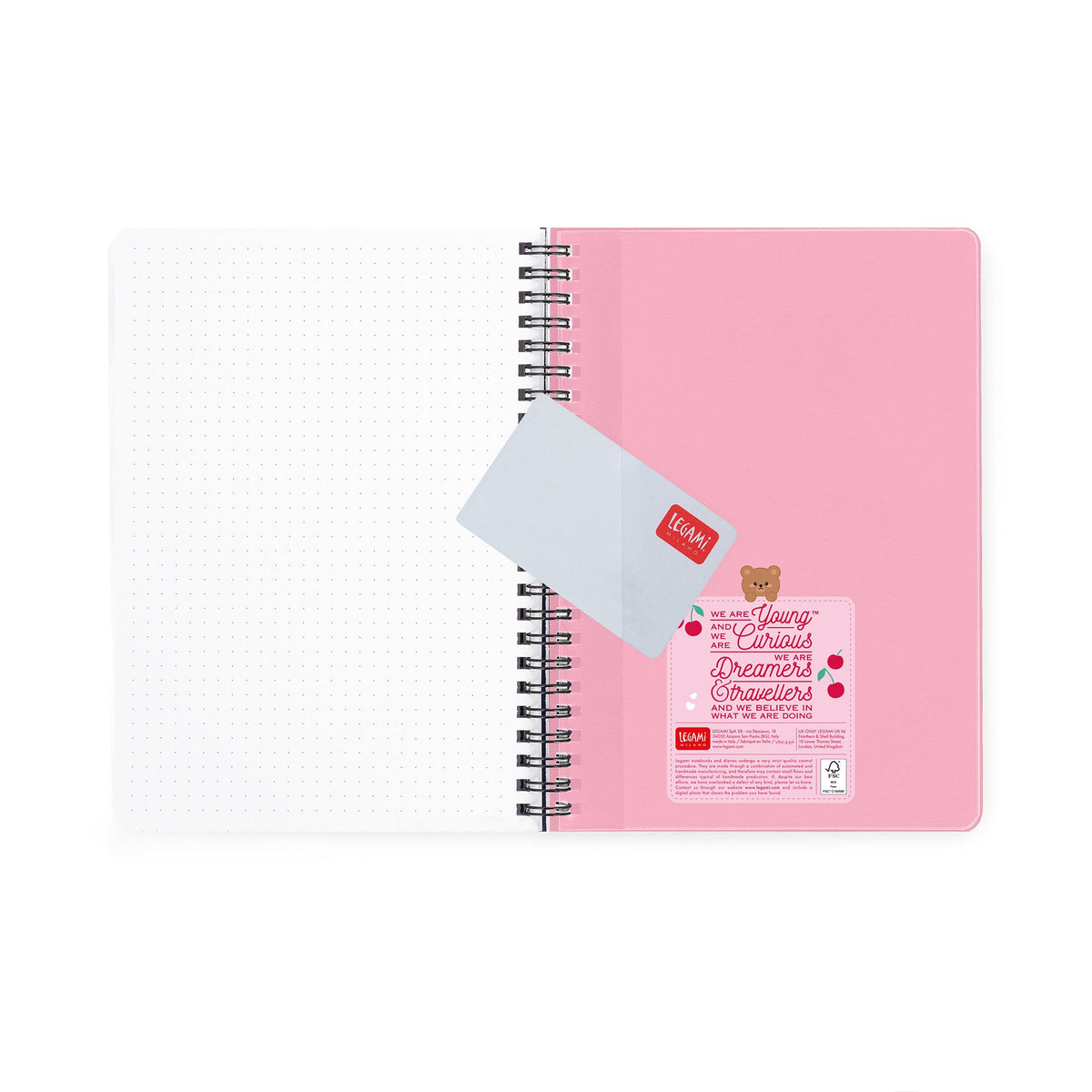 Agenda Legami 16 meses Semanal -Grande Espiral- Urso Cereja Rosa - Papelaria Encantada