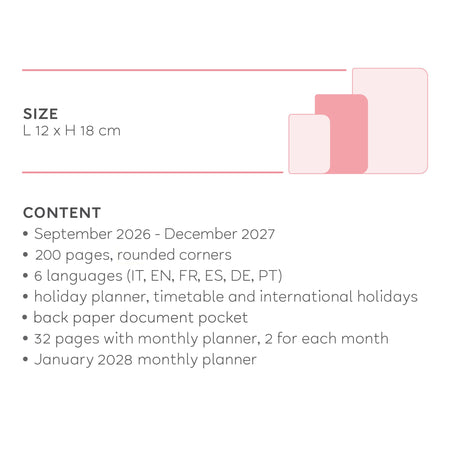 Agenda Legami 16 meses Semanal -Média- Urso Cereja Rosa - Papelaria Encantada
