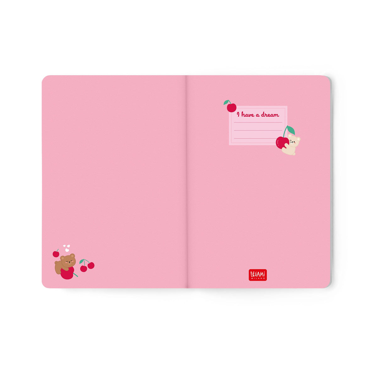Agenda Legami 16 meses Semanal -Média- Urso Cereja Rosa - Papelaria Encantada