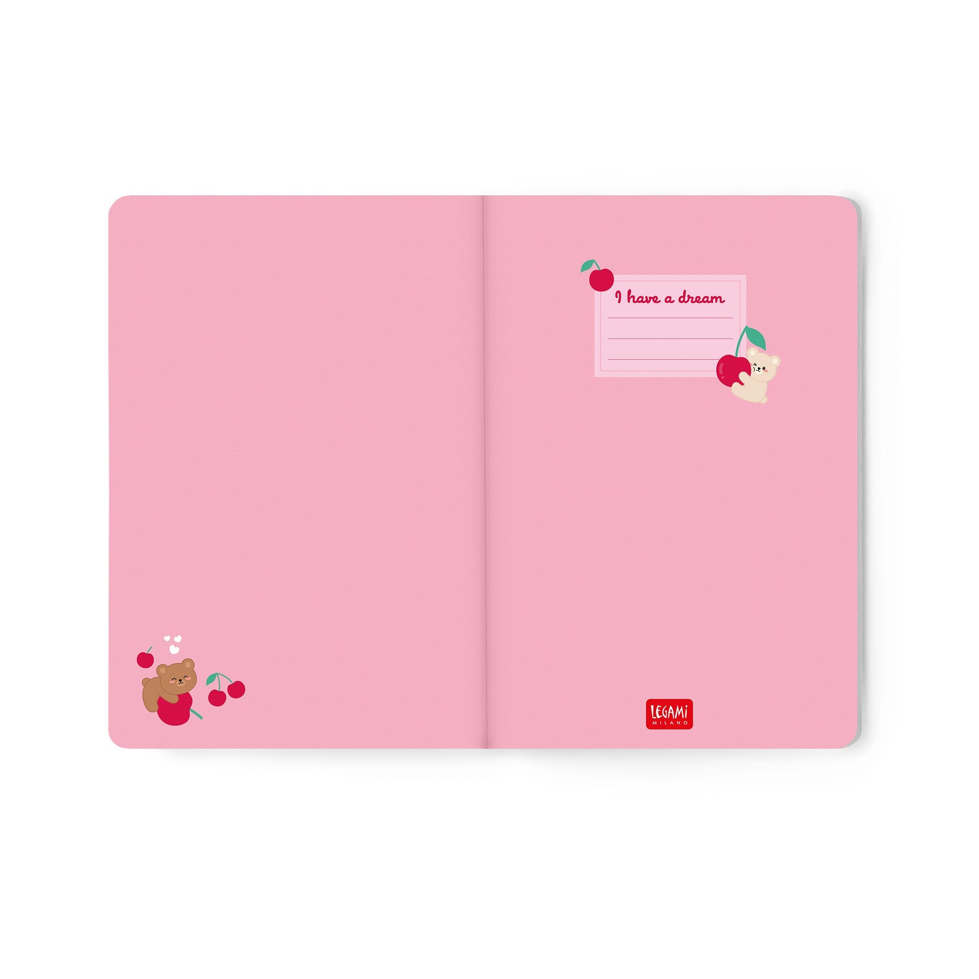 Agenda Legami 16 meses Semanal -Média- Urso Cereja Rosa - Papelaria Encantada