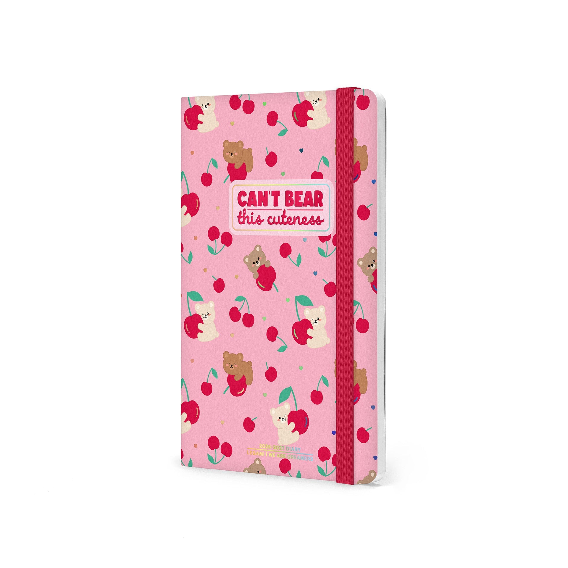 Agenda Legami 16 meses Semanal -Média- Urso Cereja Rosa - Papelaria Encantada