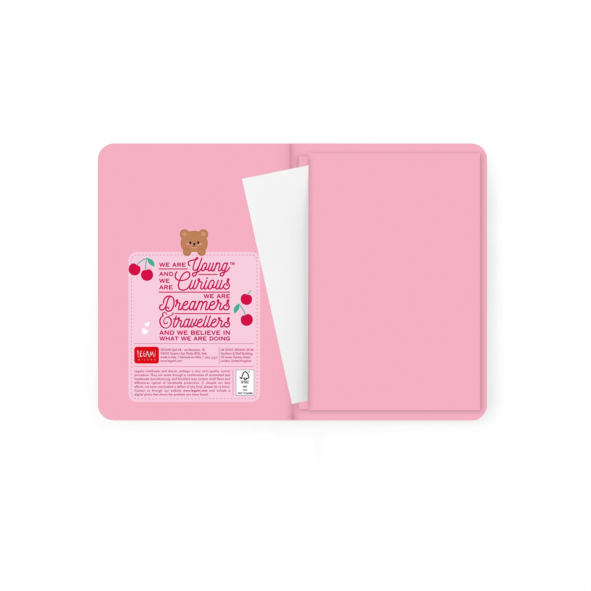 Agenda Legami 16 meses Semanal -Pequena- Urso Cereja Rosa - Papelaria Encantada