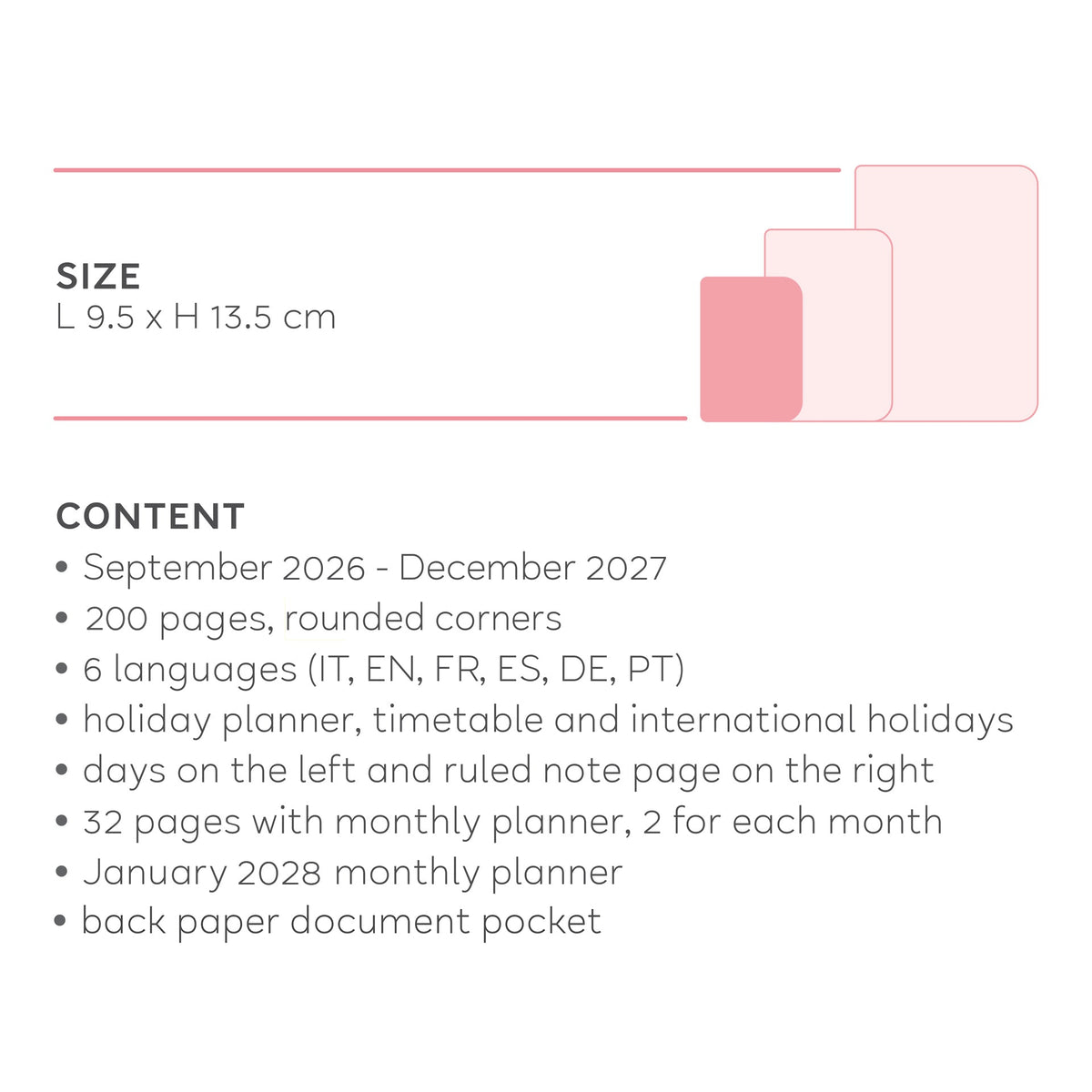 Agenda Legami 16 meses Semanal -Pequena- Urso Cereja Rosa - Papelaria Encantada