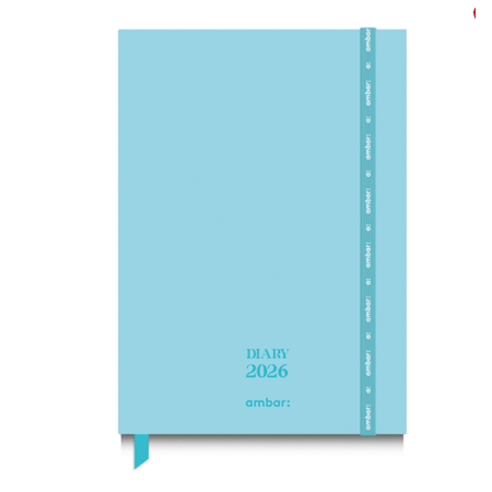 Agenda Mini Secretária A6 Ambar Pastel Colors 2026 Azul - Papelaria Encantada