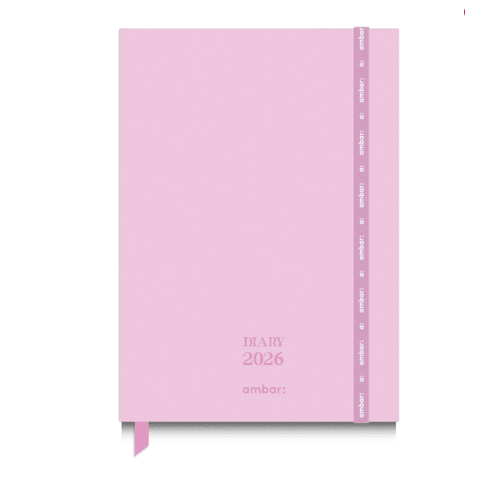 Agenda Mini Secretária A6 Ambar Pastel Colors 2026 Rosa - Papelaria Encantada