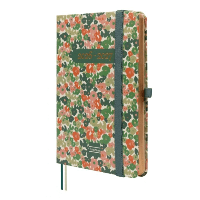 Agenda semanal 100x150mm 2026/27 18 meses Finocam Flores - Papelaria Encantada