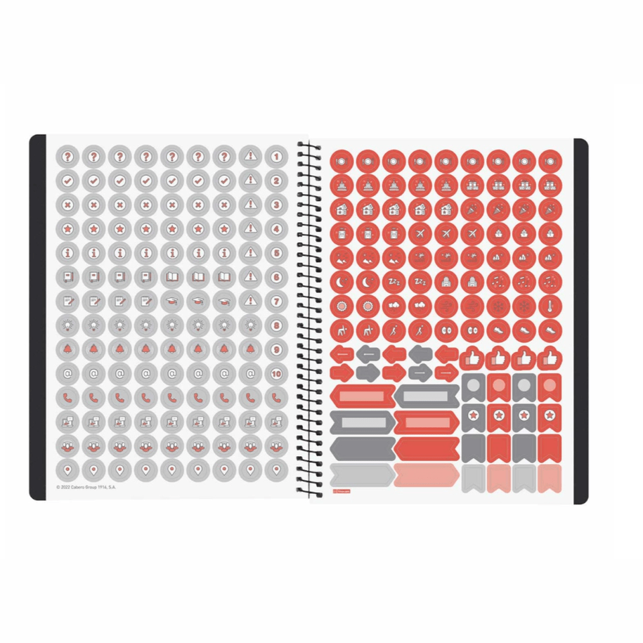 Agenda semanal A5 2026/27 16 meses espiral Finocam Preto - Papelaria Encantada