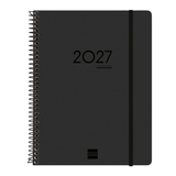 Agenda semanal A5 2026/27 16 meses espiral Finocam Preto - Papelaria Encantada