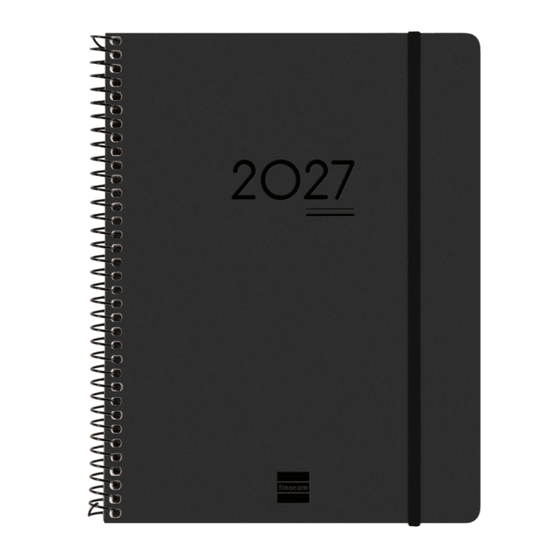 Agenda semanal A5 2026/27 16 meses espiral Finocam Preto - Papelaria Encantada