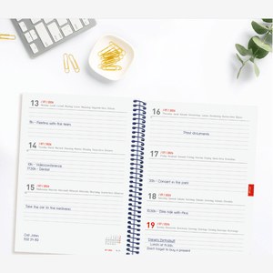 Agenda semanal A5 2026/27 18 meses espiral Finocam Azul - Papelaria Encantada