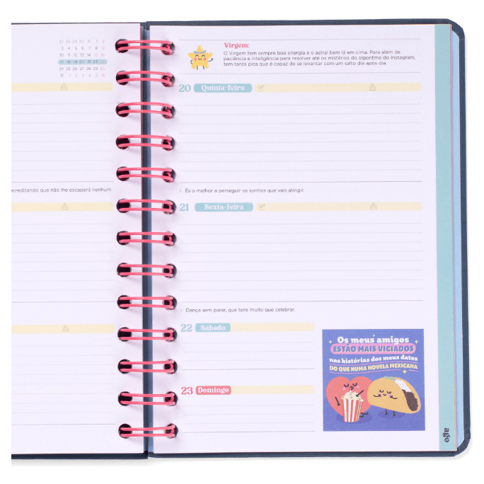 Agenda Wonder 2025-26 Semanal Pequena - Superplanos e boas vibrações - Mr.Wonderful - Papelaria Encantada
