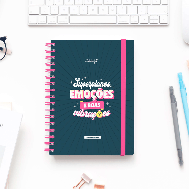Agenda Wonder 2025-26 Semanal - Superplanos, Emoções e Boas Vibrações - Mr.Wonderful - Papelaria Encantada