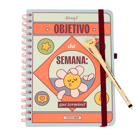Agenda Wonder 2026 Semanal - Objetivo da semana: que termine! Mr Wonderful - Papelaria Encantada
