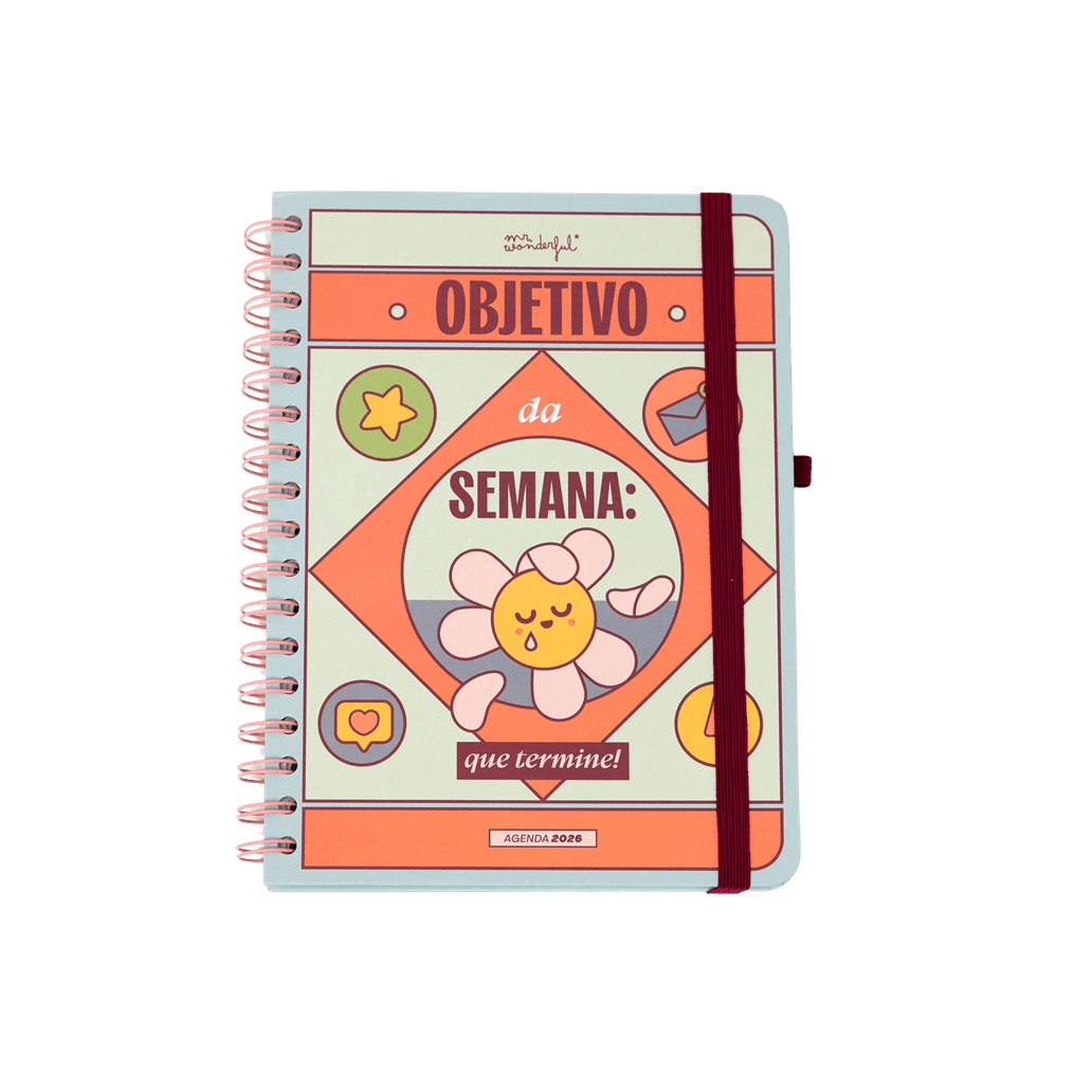 Agenda Wonder 2026 Semanal - Objetivo da semana: que termine! Mr Wonderful - Papelaria Encantada