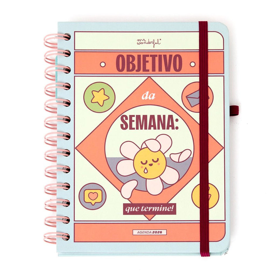 Agenda Wonder pequena 2026 Semanal - Objetivo da semana: que termine! Mr wonderful - Papelaria Encantada
