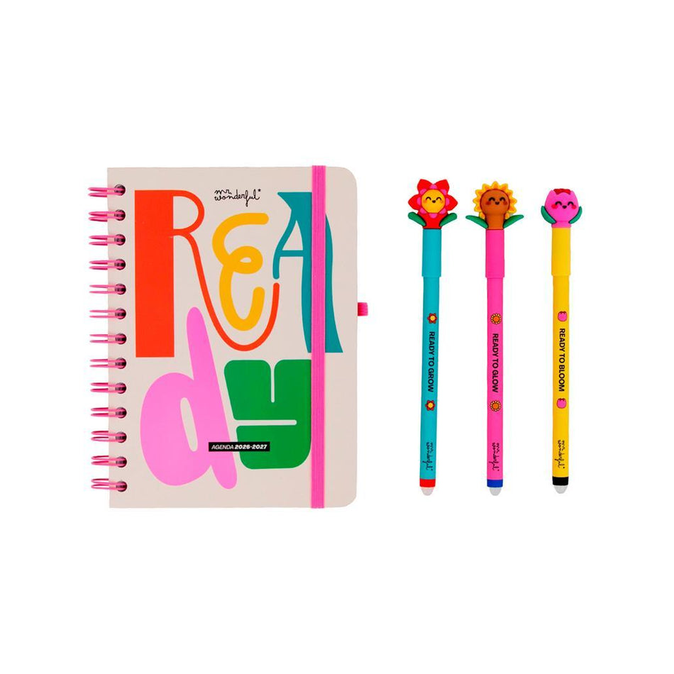 Agenda 26-27 Semanal Pequena + 3 Esferográficas apagáveis Bo-Bo - Ready Mr Wonderful