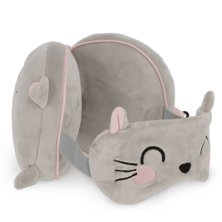 Almofada de viagem gatinho com máscara de dormir - Legami - Papelaria Encantada