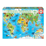 Puzzle Educa Mapa Mundo Animais 150 peças 18115