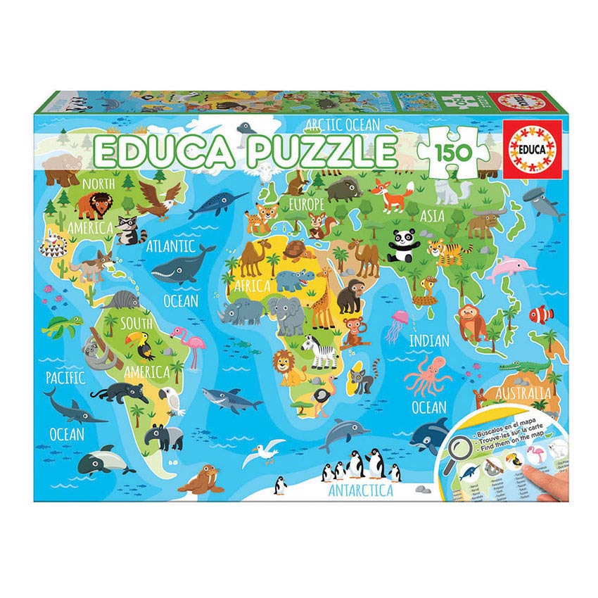 Puzzle Educa Mapa Mundo Animais 150 peças 18115