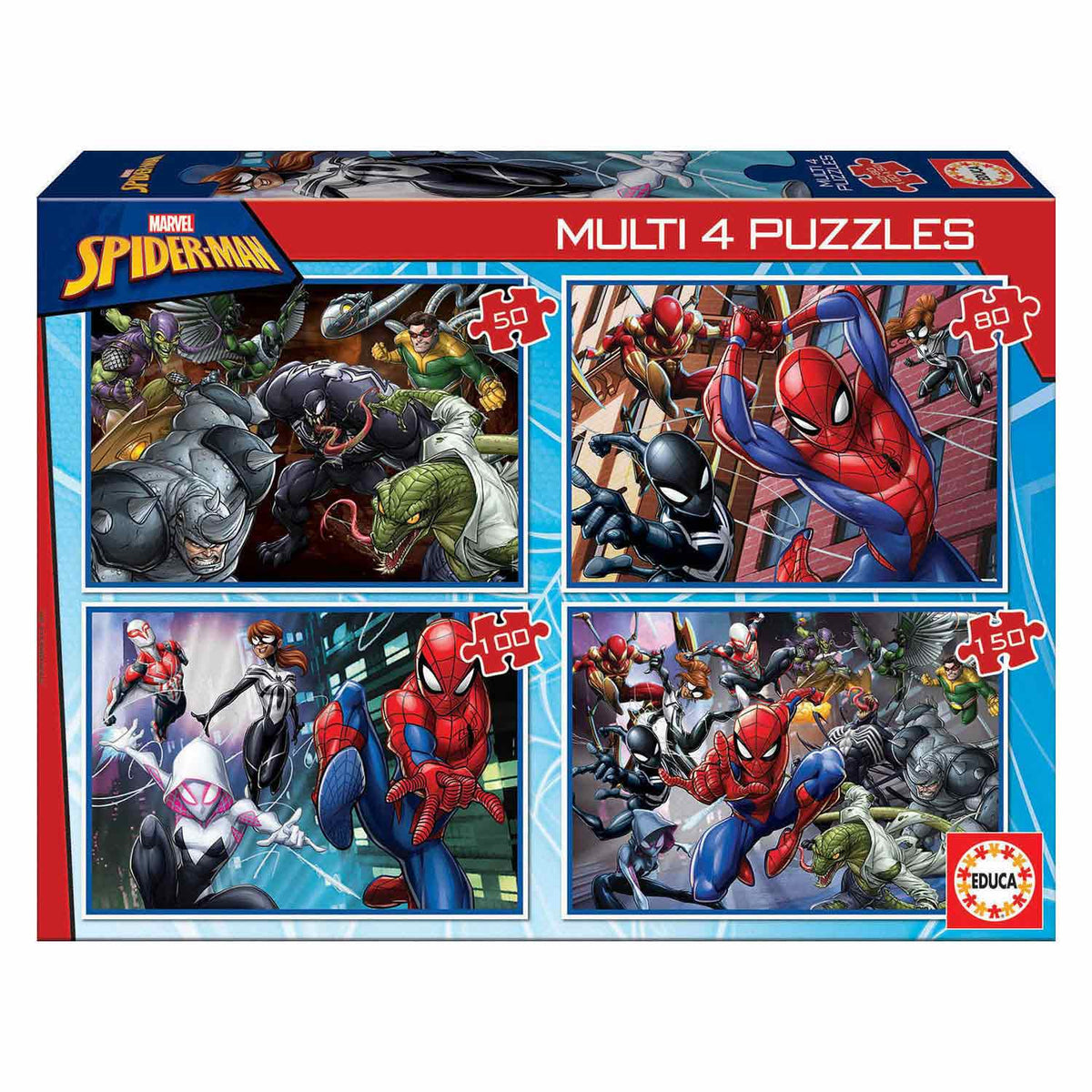 Puzzle Educa Marvel Spider-Man progressivo 50-80-100-150 peças 18102