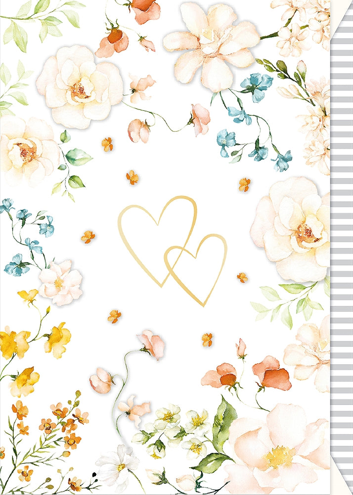 Postal de casamento Artebene - Flores e corações