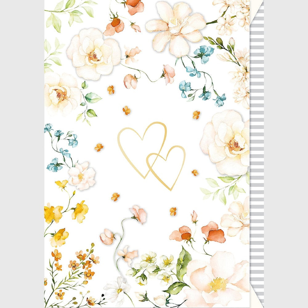 Postal de casamento Artebene - Flores e corações