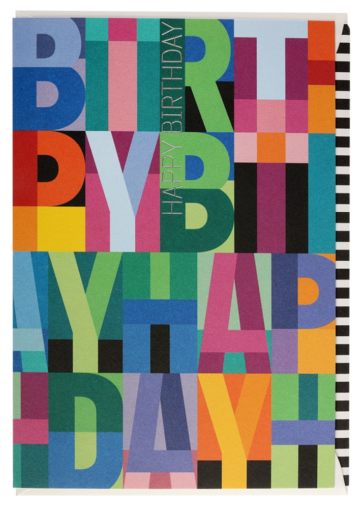 Postal de aniversário Artebene - Happy Birthday Tipografia
