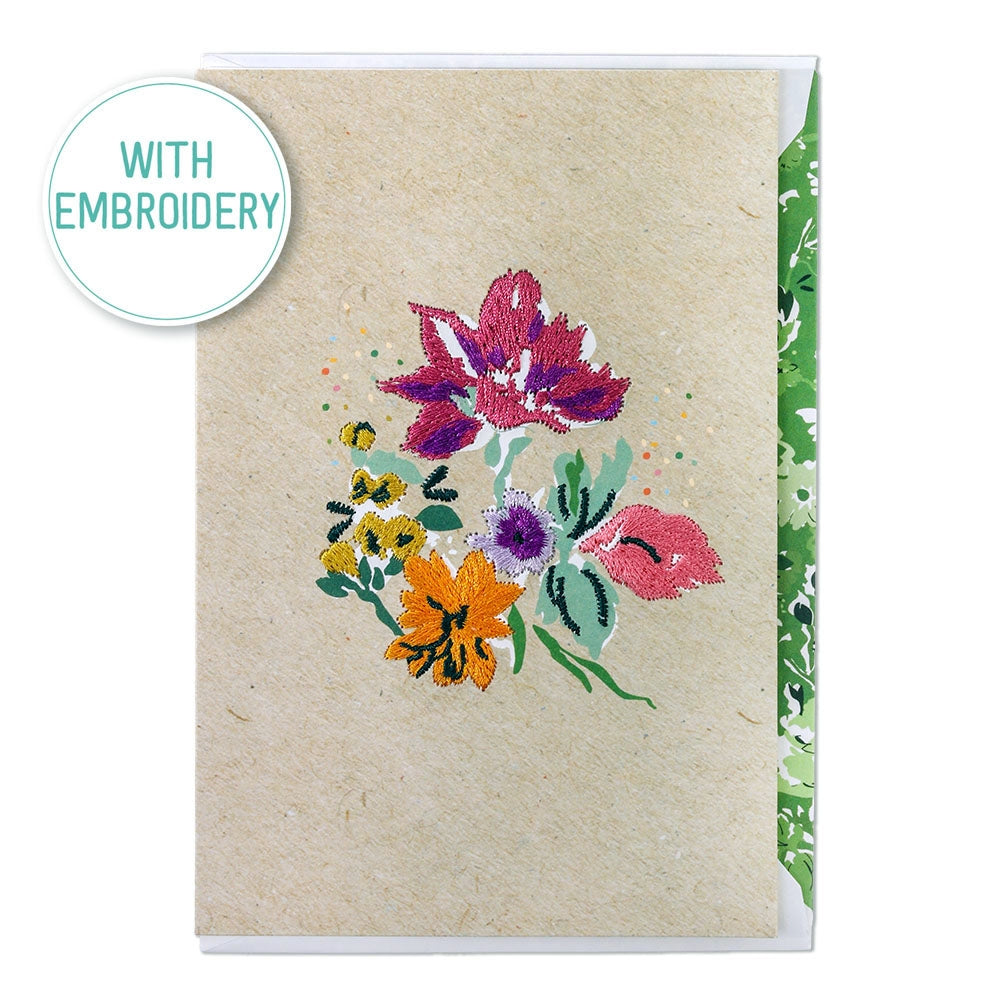 Postal Artebene - Ramo de flores bordado