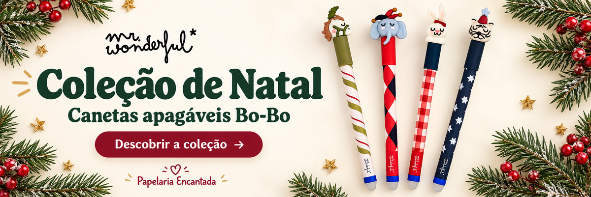 Coleção de Natal Mr. Wonderful — canetas apagáveis Bo-Bo Circo Cavalo, Elefante, Coelho e Tigre na Papelaria Encantada
