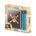 Bloco c/elastico marrom One Piece + Caneta esferográfica fashion One Piece Skull - Papelaria Encantada