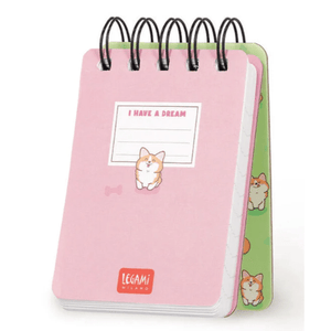 Bloco de notas espiral A7 Pautado Corgi Legami - Papelaria Encantada